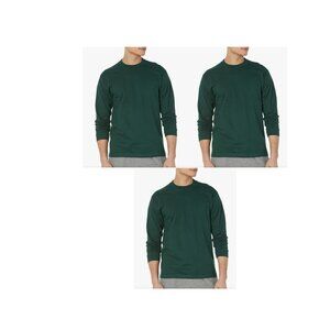 Hanes unisex Beefy Long Sleeve Shirt GREEN LOT OF 3 SMALL Christmas PAJAMA top